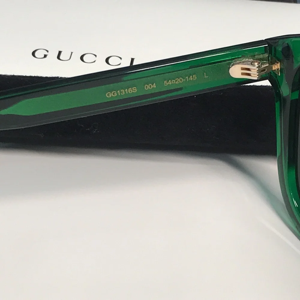 ✨ Brand New Gucci GG1316S 004 Sunglasses – Transparent Green with Green Lenses ✨